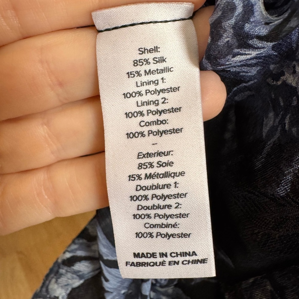 CINQ A SEPT Coastal Floral Glenda Cascading Ruffle Lurex Metallic Dress 12 NWT - Picture 14 of 16